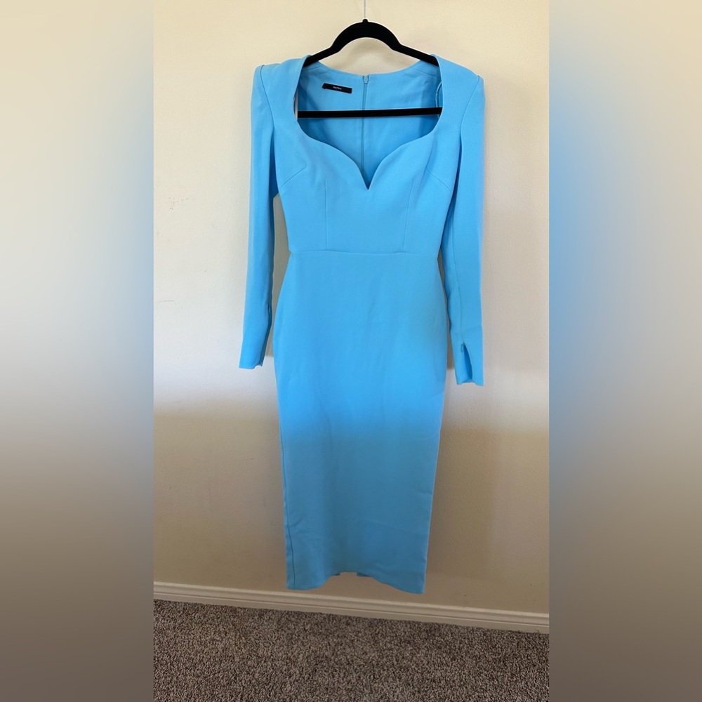 ALEX PERRY Maren Long Sleeve Curved Sweetheart Dress